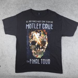 Motley Crue Shirt Men L Black 2014 The Final Tour Concert Graphic Tee Metal Rock